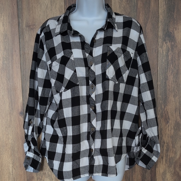 Faded Glory Flannel Style Plaid Button Down Shirt XL                   P128 - Picture 1 of 6